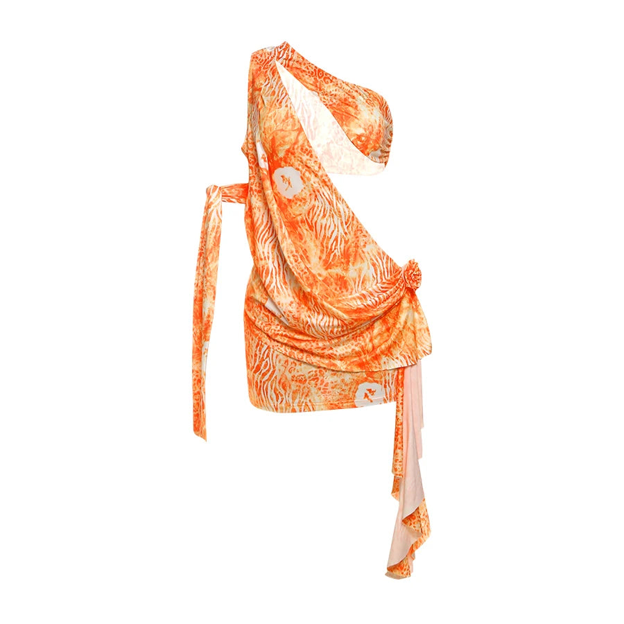 Orange Hollow Bodycon Mini Dress