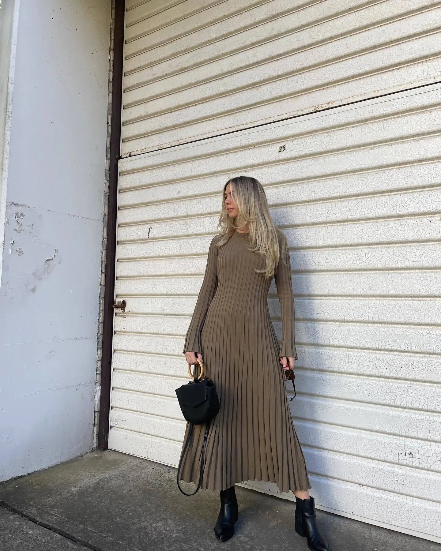 Knit Patchwork Loose Maxi Dress