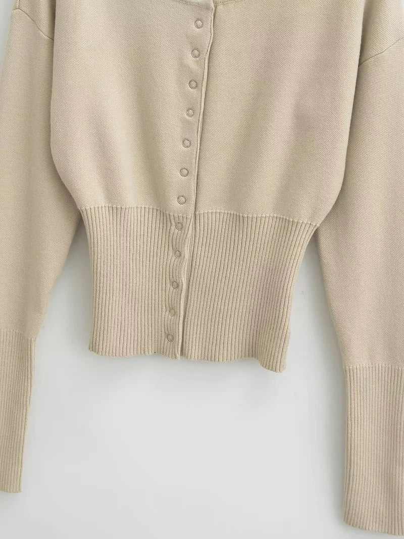 Knit Cardigan Top Ribbed Patchwork Slim Cropped Inner Top Knit Cardigan Out