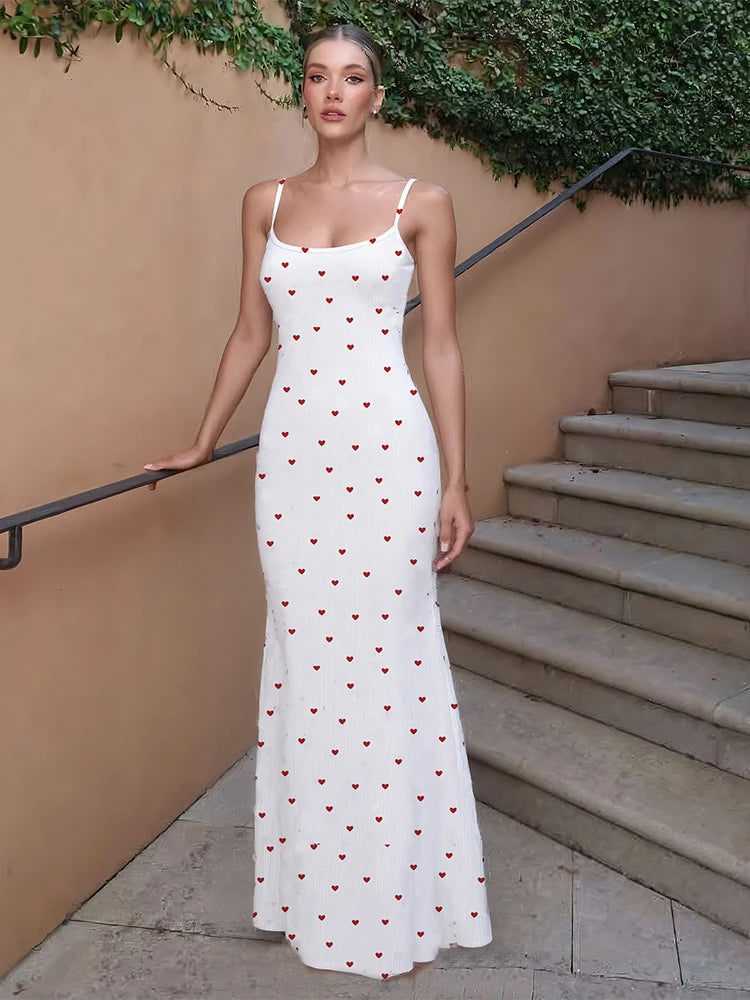 Panell Maxi Dress Claic U-neck Backless Sleevele Body-haping Long