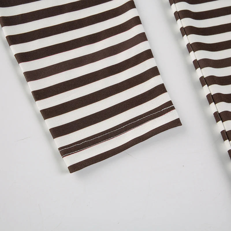 Overiz Strip Seweathirt Crewneck Looe Long Sleeve Top