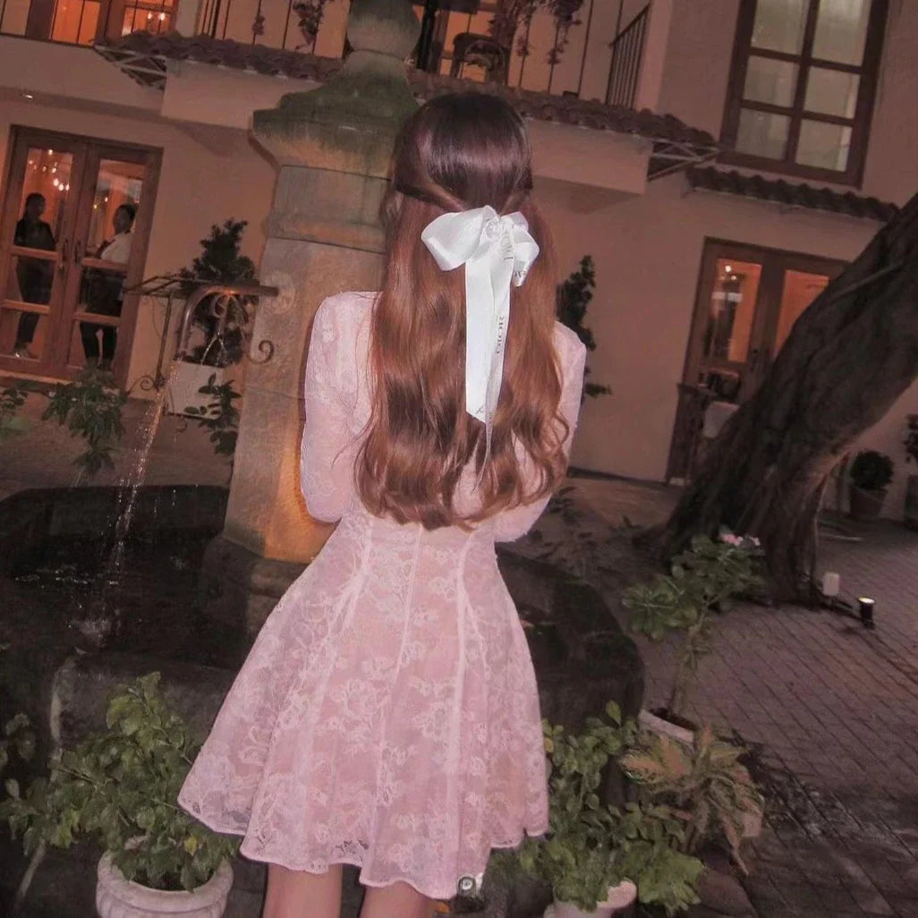 Dress Lace Cardigan Long Sleeve Birthday Dress A Line Dress
