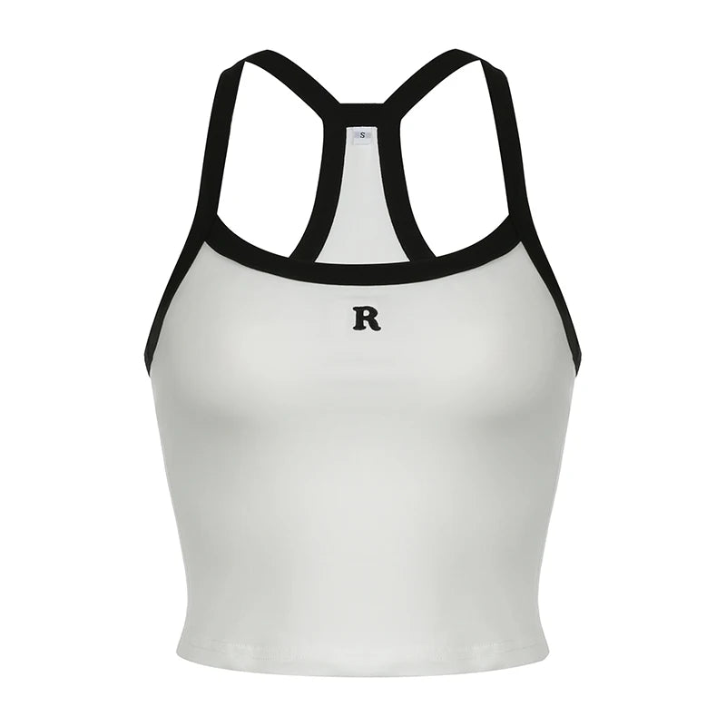 Letter Embroidery Camisole Backless Sleeveless 's Top Shirts