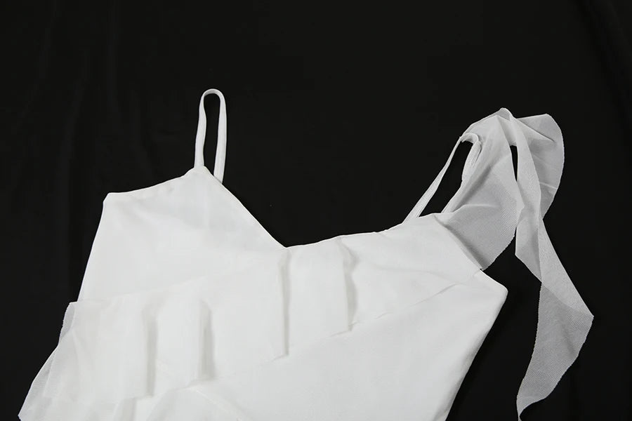 White Ruffles Long Sling Dress