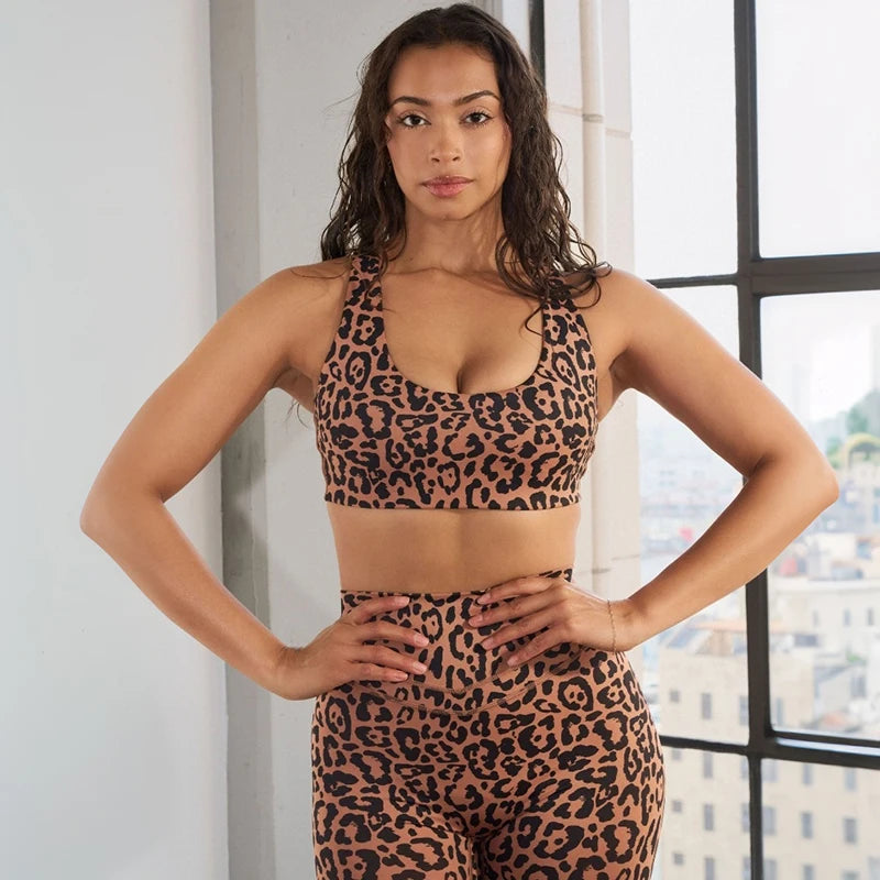 'S Spring And Leopard Print Shorts Set Square Neck Tank Sleeveless High Waist Package Hip Shorts Sets