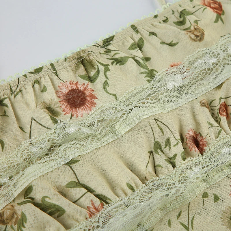 Green Lace Floral Top