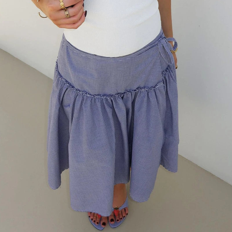 90s Ruffles Coquette Low Waist Loose Midi Skirt