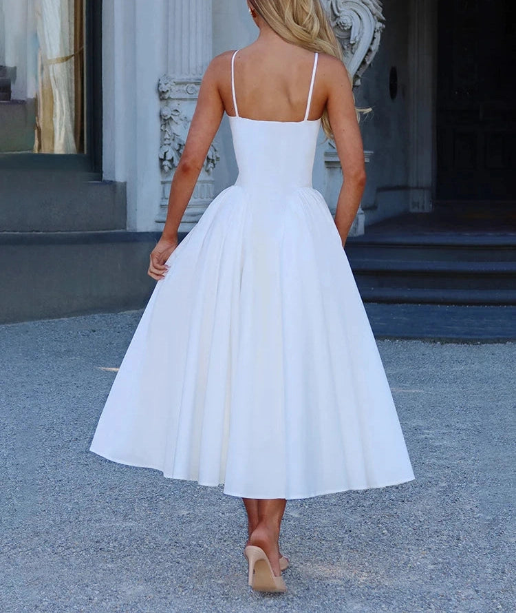 Low-Neck Dress Large Hem Halter Backless Skinny Banquet