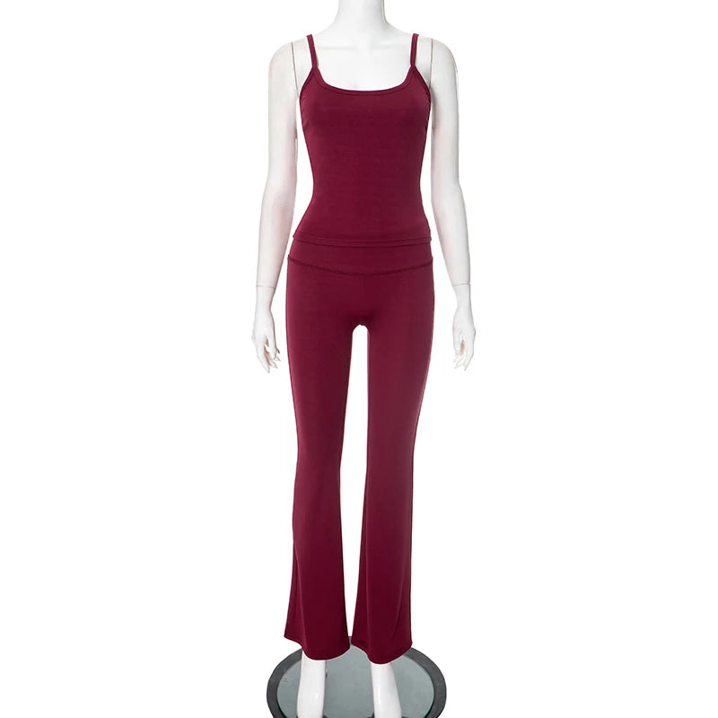Backless Halter Wait Skinny Flar Pant Set Lift Hip Sporty Pant Set