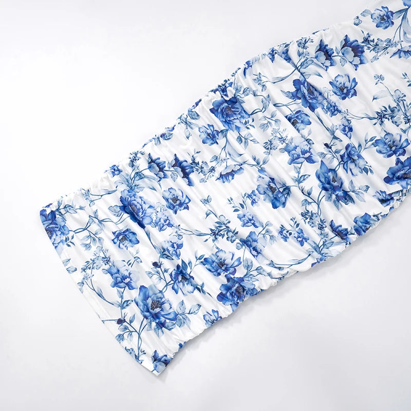 'S Spring And Shrink Pleated Package Hip Slim Printing Camisole Tie Dress Dress
