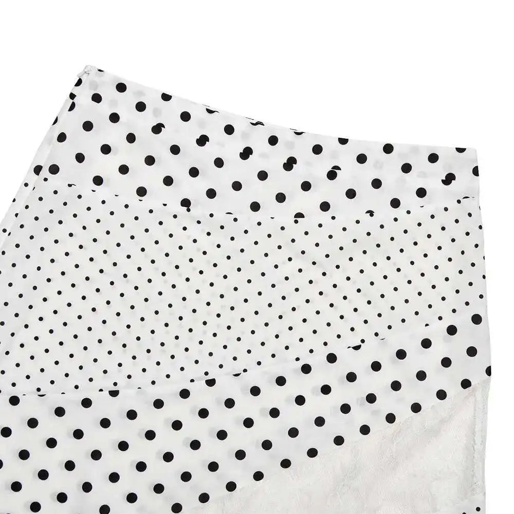 White Polka Dot Lace High Waist Midi Skirt
