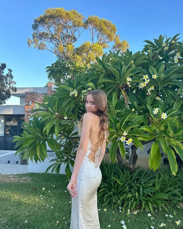 Satin Backless Maxi Dress