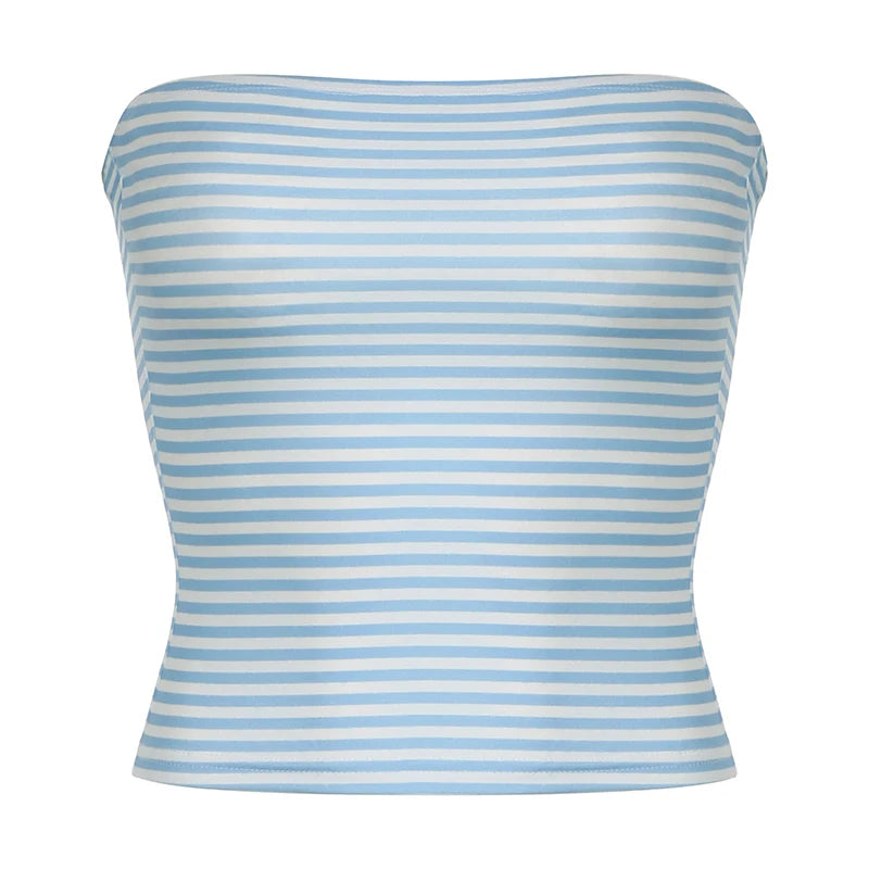 Striped Print Cropped Tube Top 's Slim Crop Camis