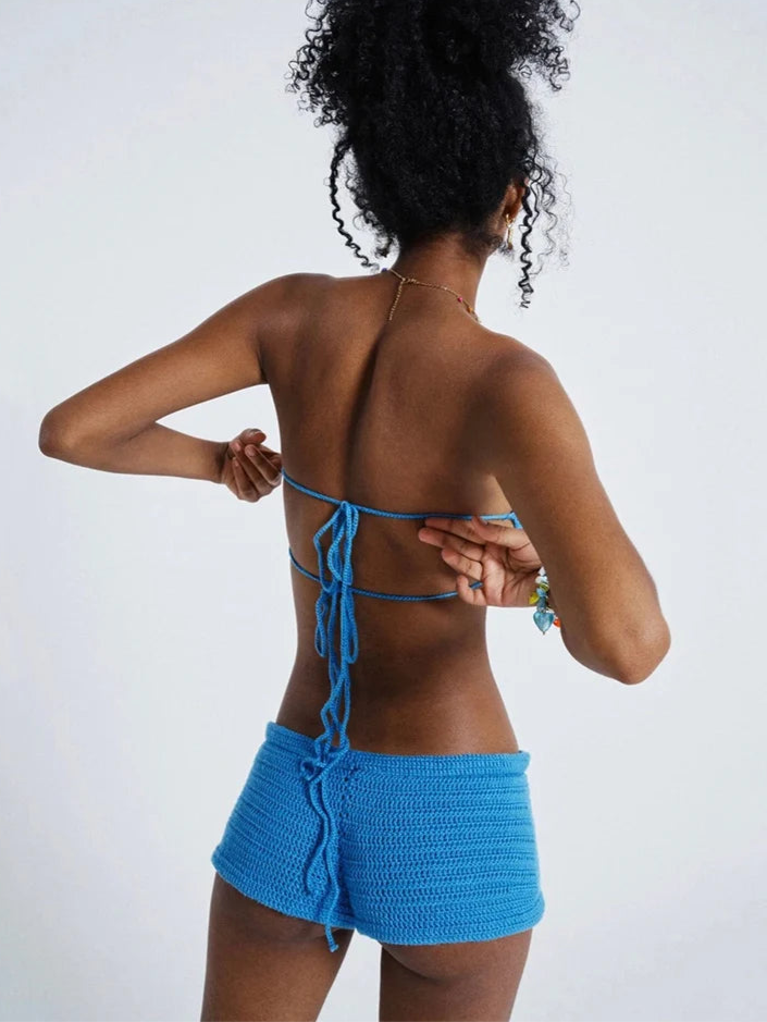 Embroidery Knit Backless Set