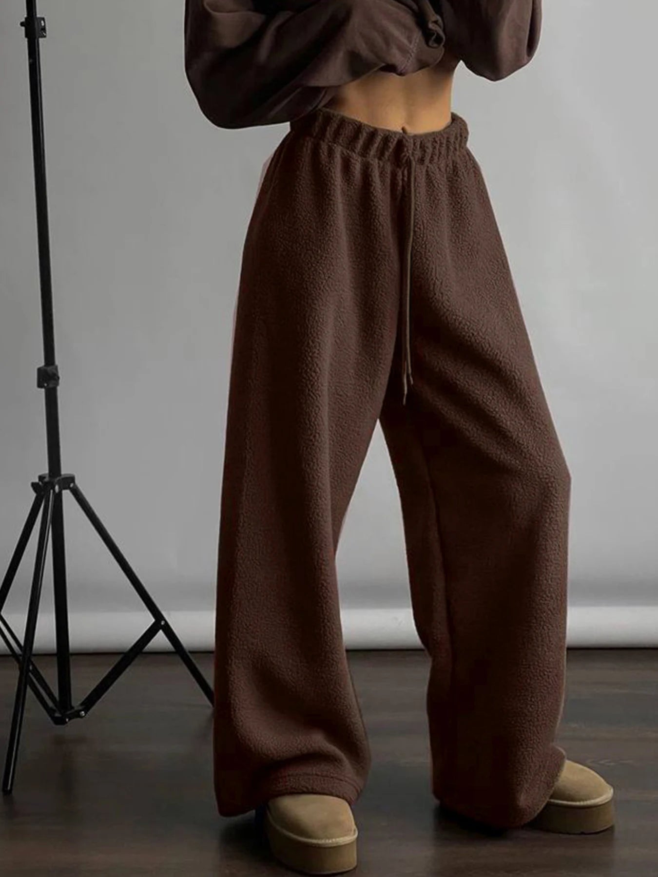 's Thermal Lined Pants Comfy Trousers Fall Drawstring Bottoms Daily