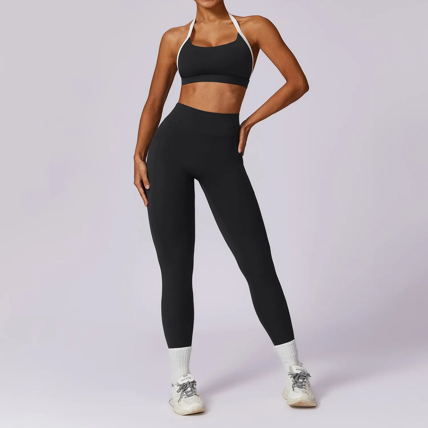 2 Pieces Tracksuit Yoga Set Workout Sports Gym Fitness Long Sleeve Crop Top High Waist Leggings Sports Suits