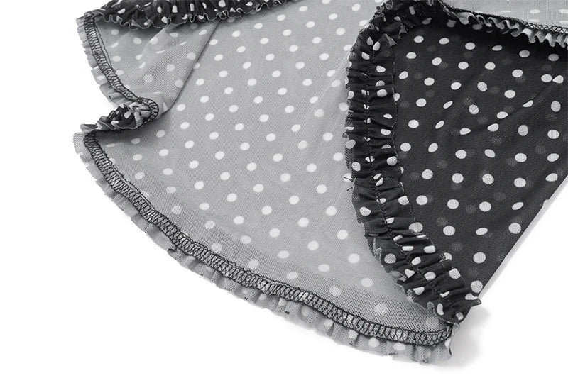 Black Backless V-Neck Polka Dot Maxi Dress