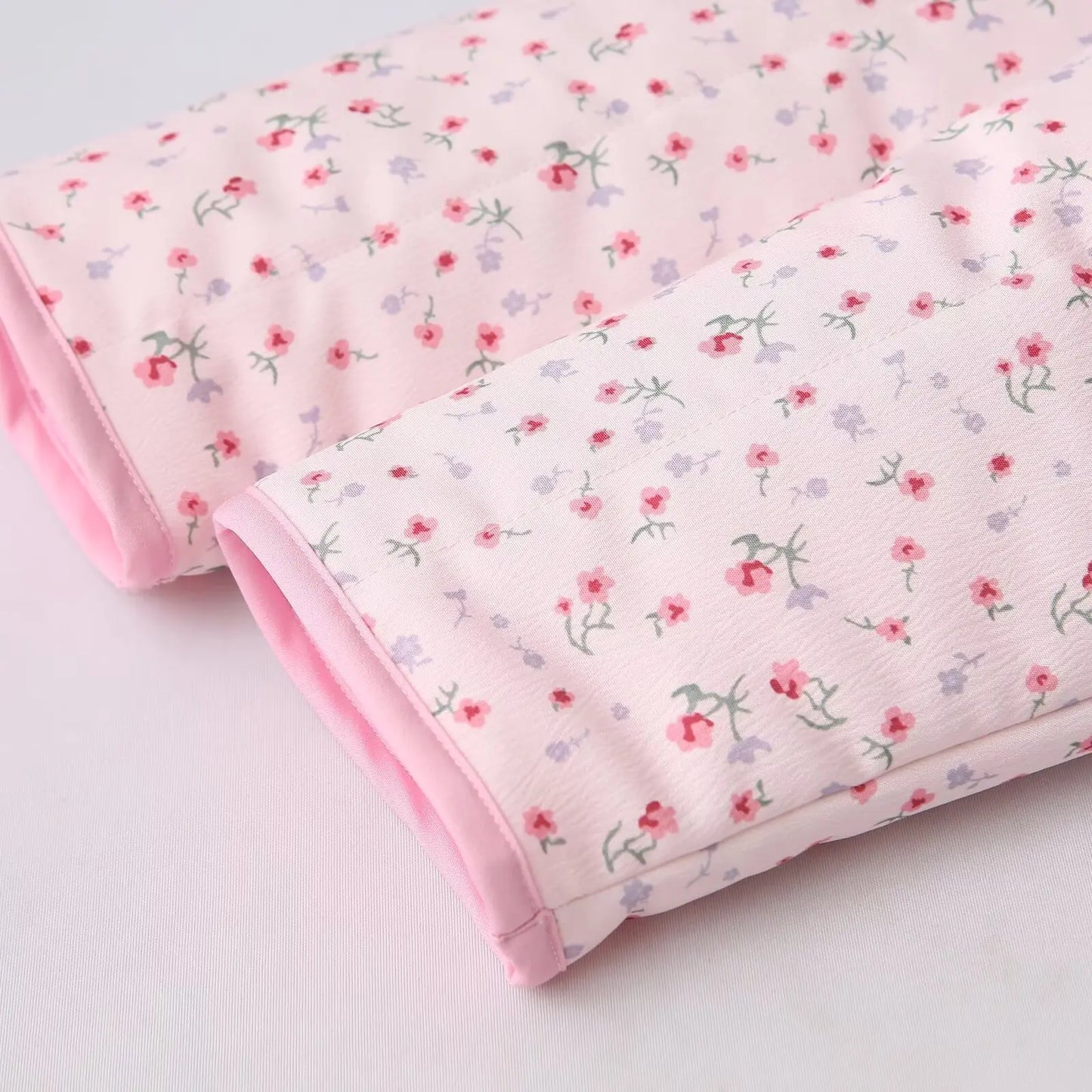Pink Floral V Neck Cotton Jacket