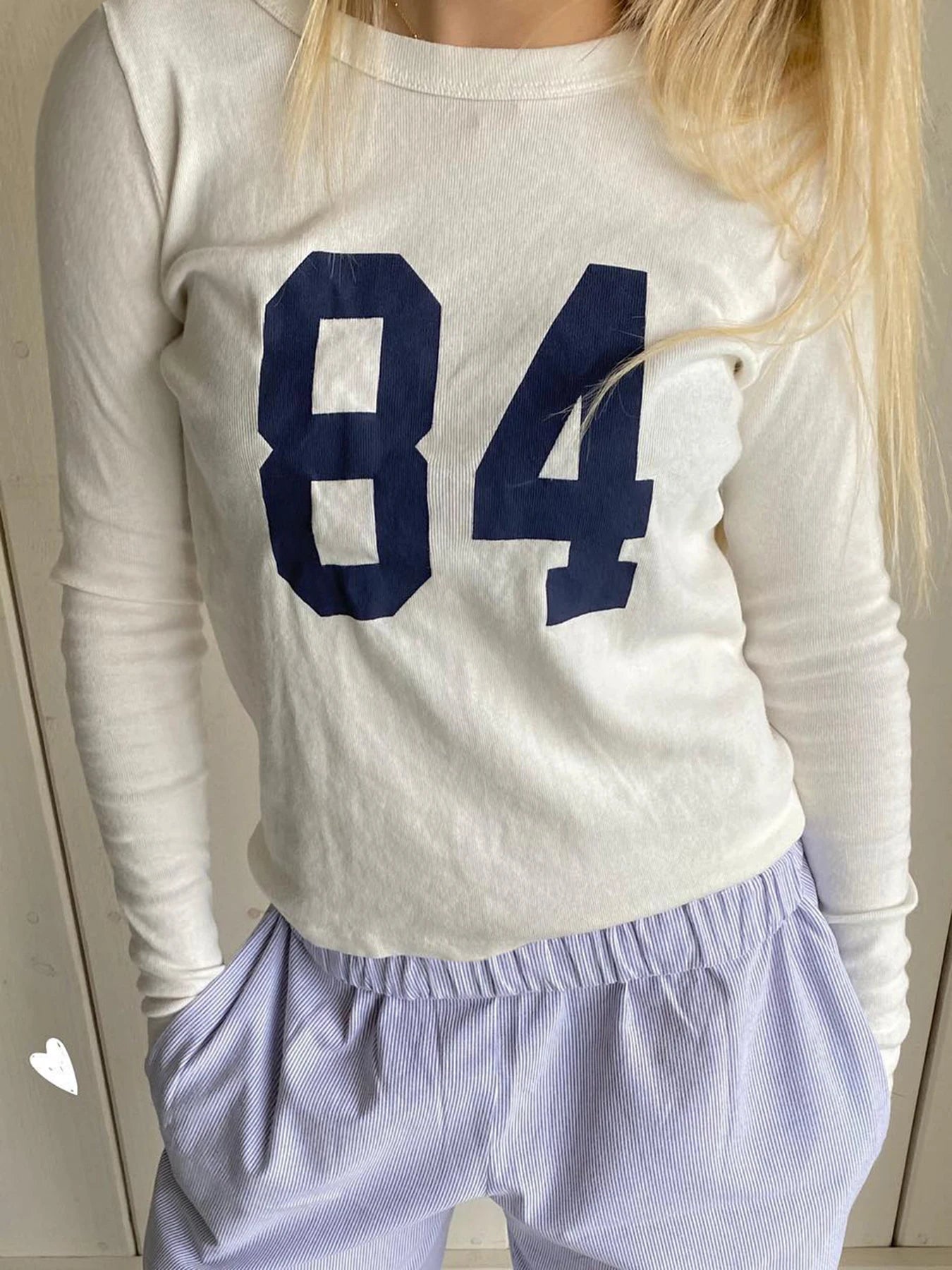 Digital Print Tee Shirts Long Sleeves Crewneck Top Slim