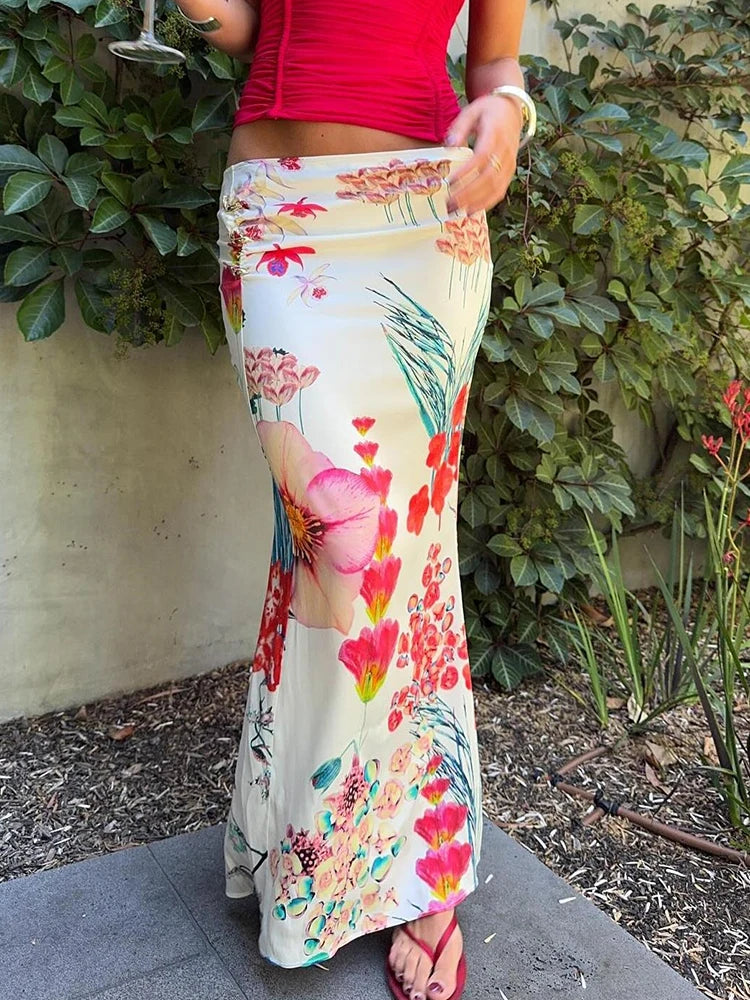 Scenery Maxi Skirt Trend Wait Silky Body-haping Bottom Vacation Dress
