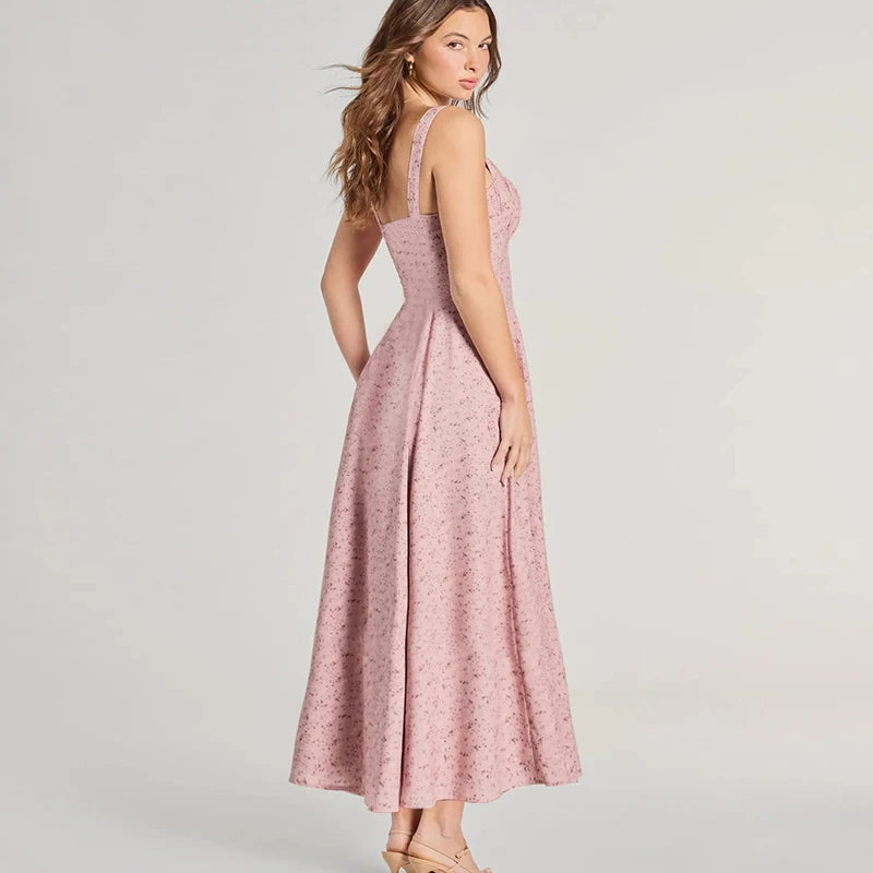 'S Spring Floral Backless Chest Strap Slim Camisole High Open k Dress Rustic