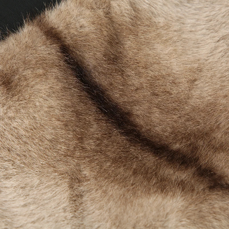 Furry Two Pieces of Sets Backless Strapless and Mini Skirts Slim PU Cloth