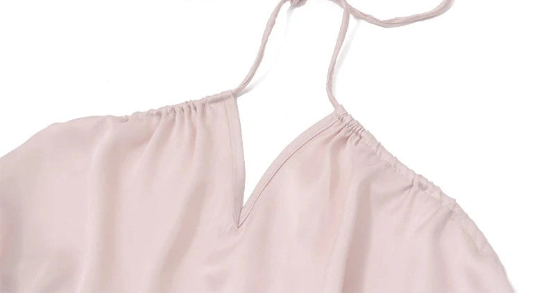 Halter 3D Flower Backless Sleeveless Satin Mini Dress