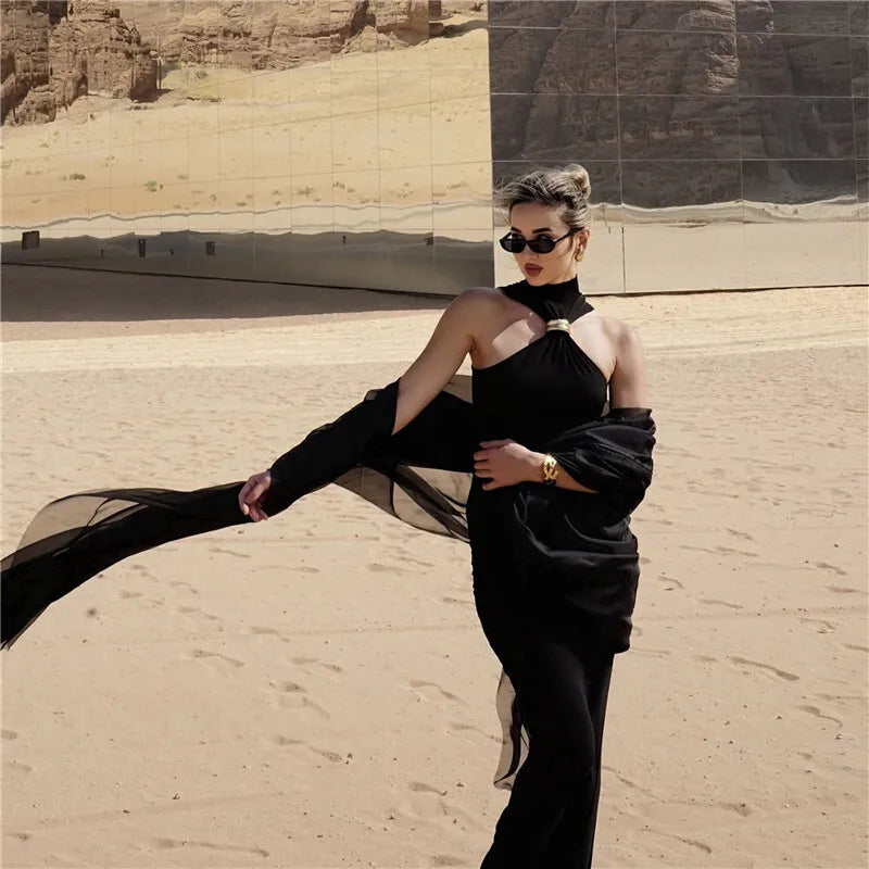 Turtleneck Knit Tank Top Vest Pullovers Metal Ring Camisole Sleeveless Knitted Top Cropped Top