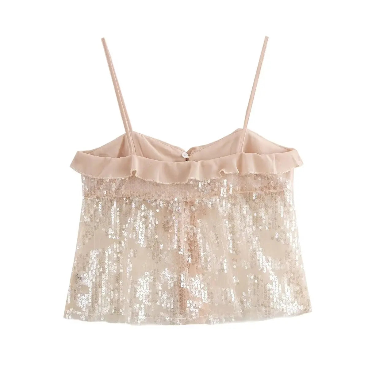 European and American and Versatile Sequined Suspender Top