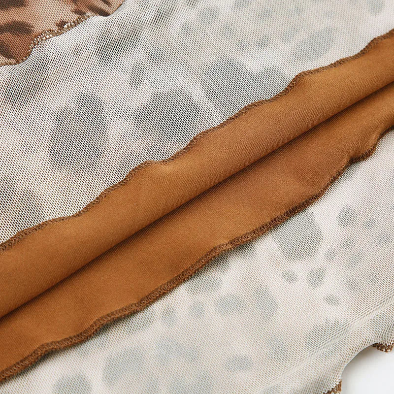 Leopard Skirt Two-layer Straight Bottom Elatic Wait Skirt