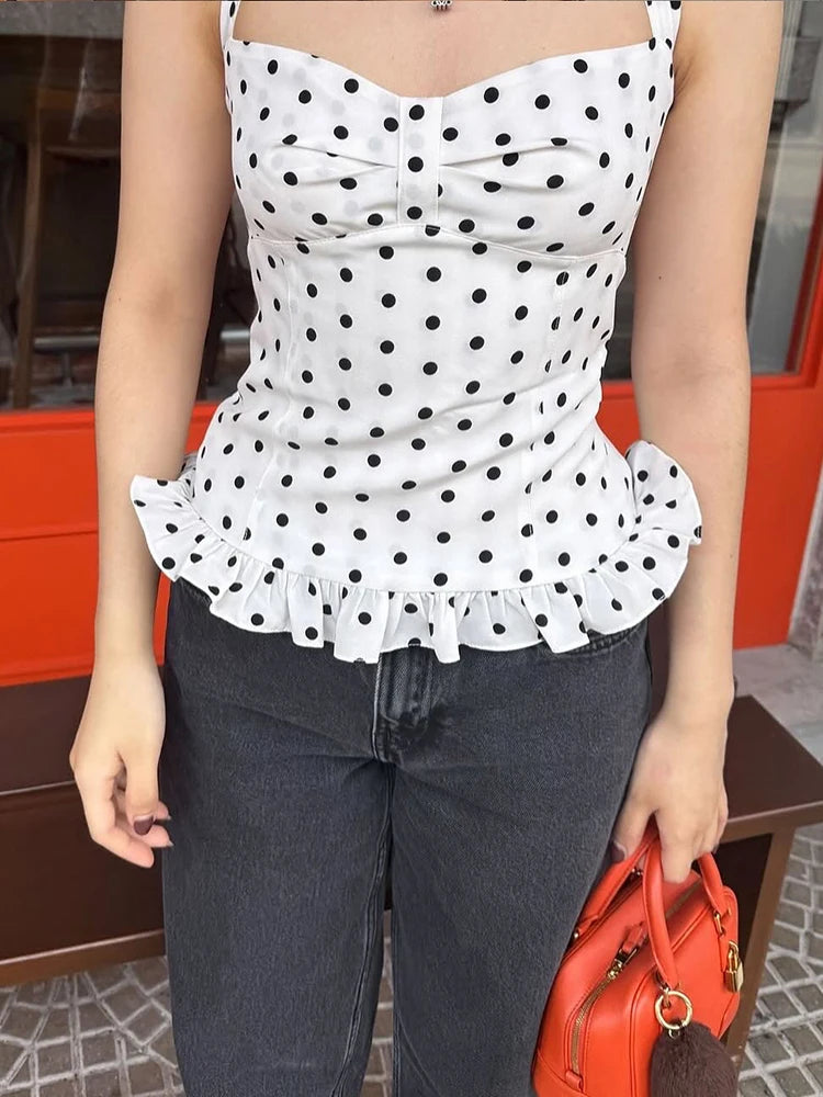 White Polka Dot Top