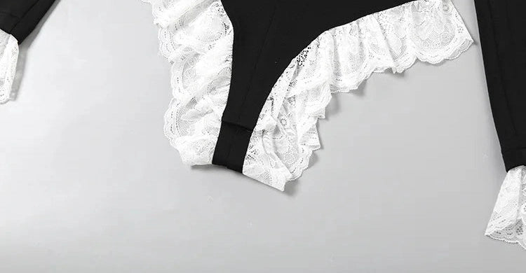 Blouse Bodysuit Turndown Office Senior Full Sleeve Street Lace Patchwork Stylish Tees