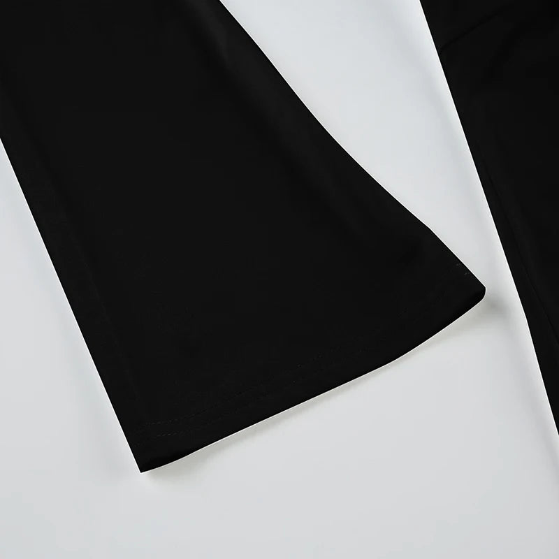 Front Lace-up Black Shirt Long Sleeve
