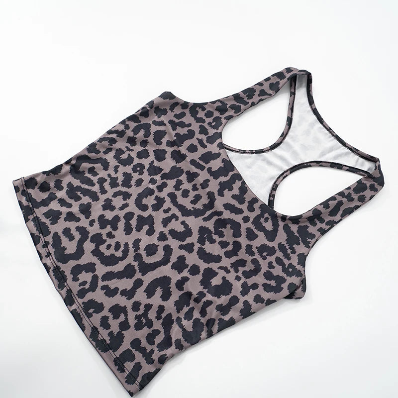 'S Spring And Leopard Print Shorts Set Square Neck Tank Sleeveless High Waist Package Hip Shorts Sets