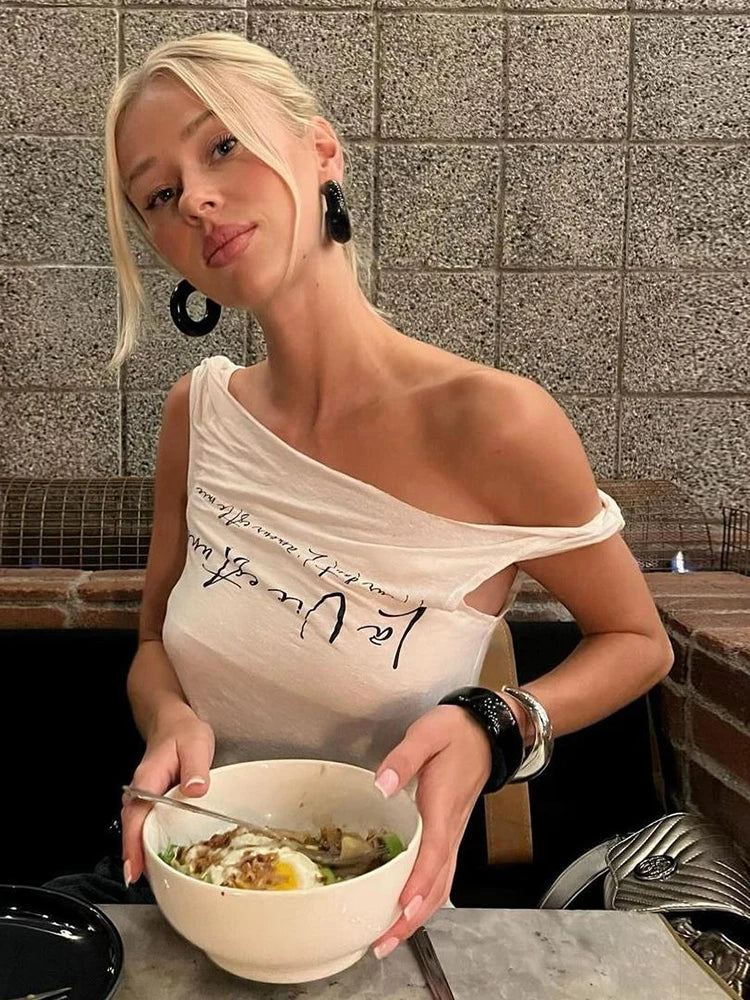White Square Neck Top