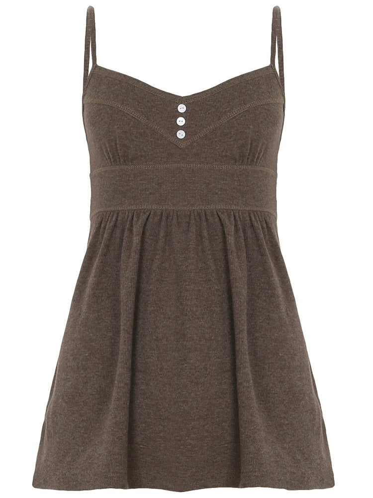 Sleeveless Lace Up Top Kawaii Backless Buttons ing