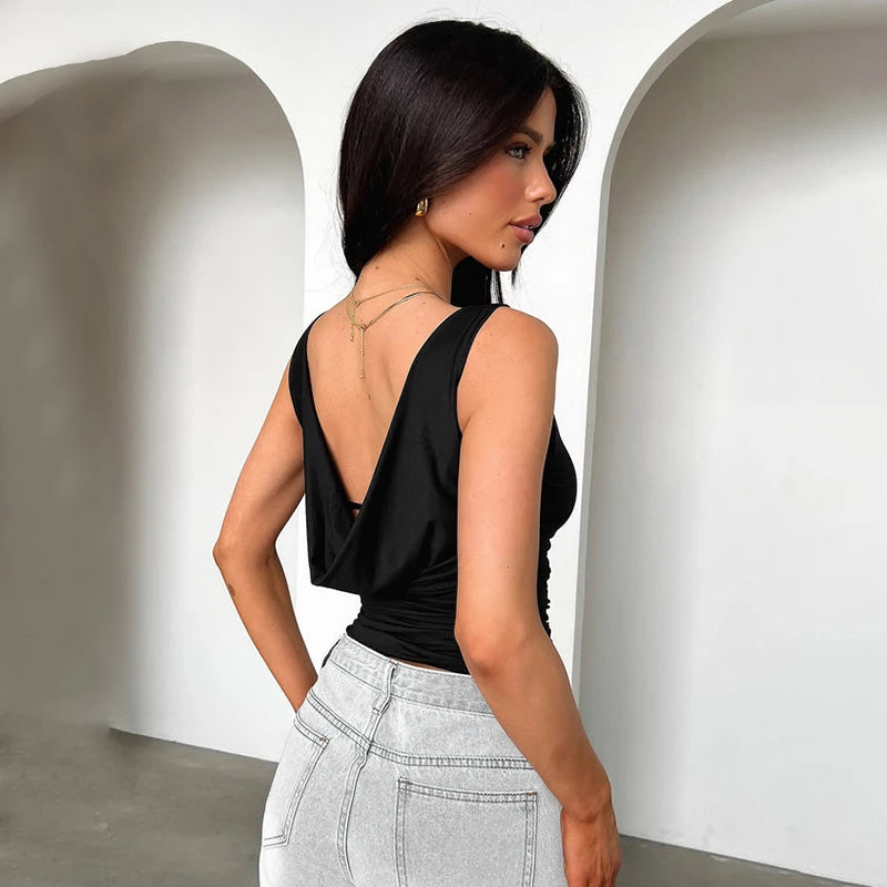 Black Backless Tank Top