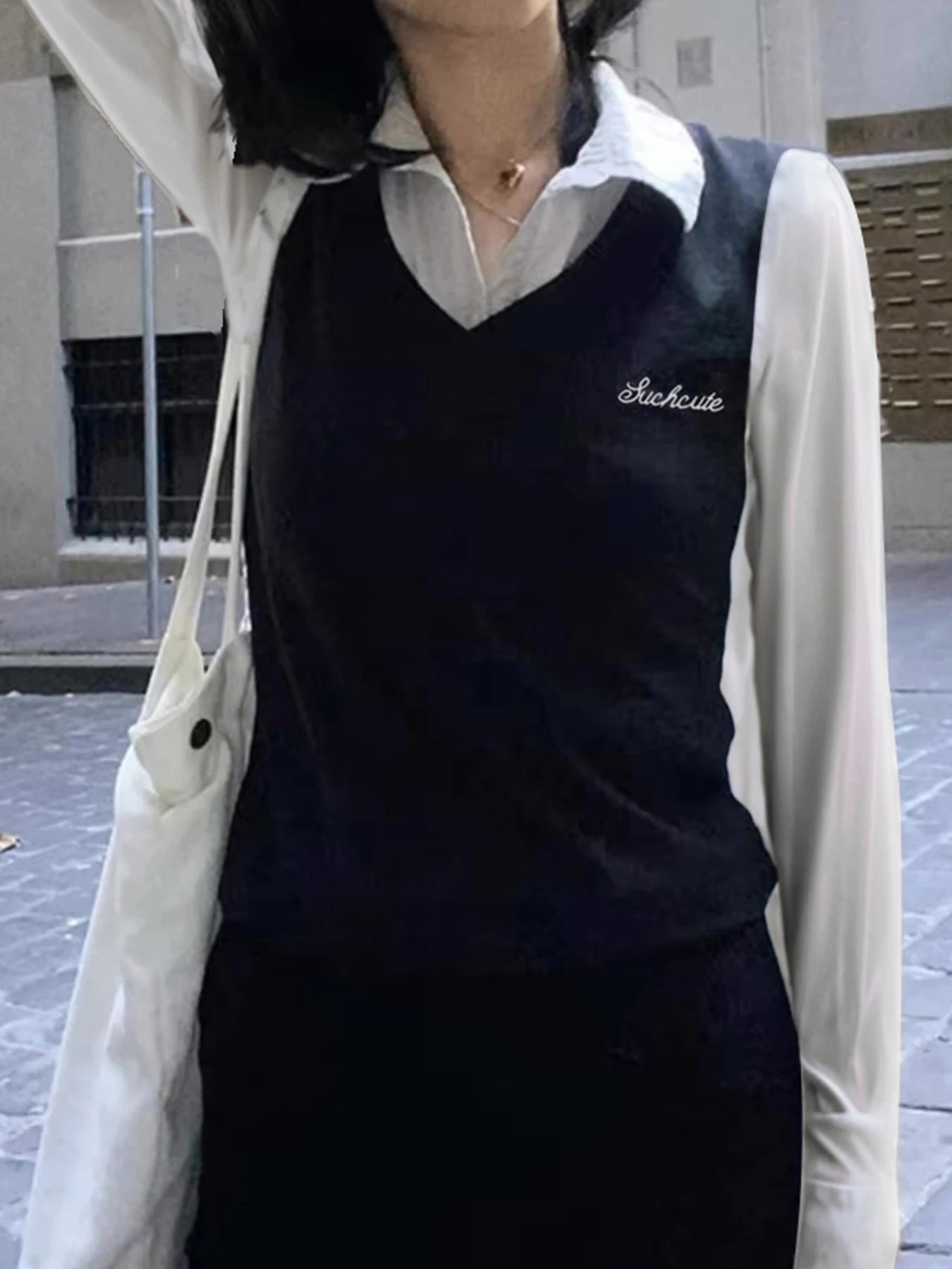 Patchwork Turn-down Neck Tee Shirts Preppy Long Sleeves