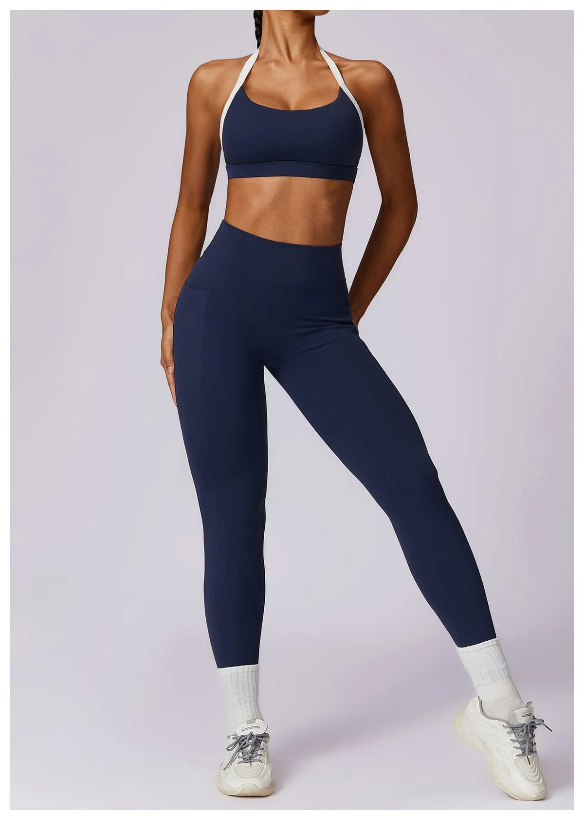 2 Pieces Tracksuit Yoga Set Workout Sports Gym Fitness Long Sleeve Crop Top High Waist Leggings Sports Suits
