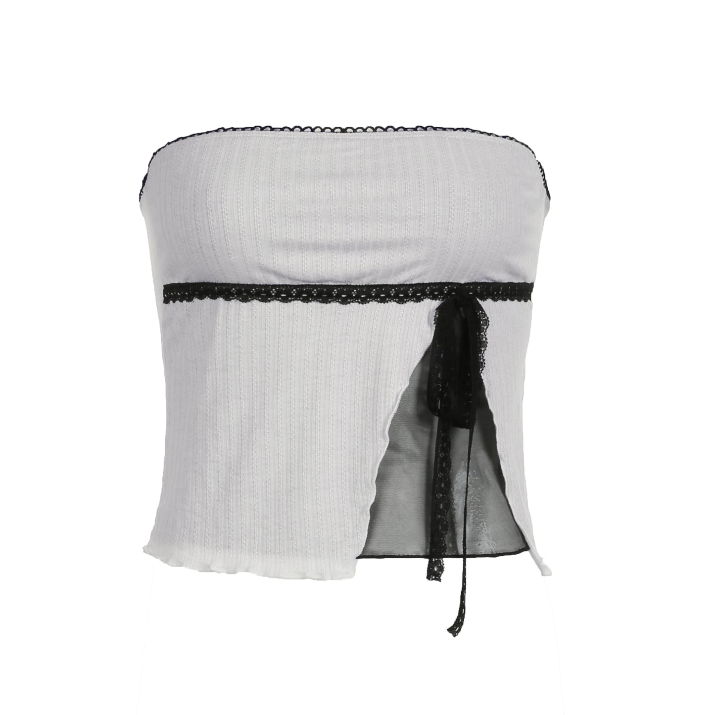sweet Bow Crop Top Lace Patchwork Strapless Vests Sleeveless Slim Camis