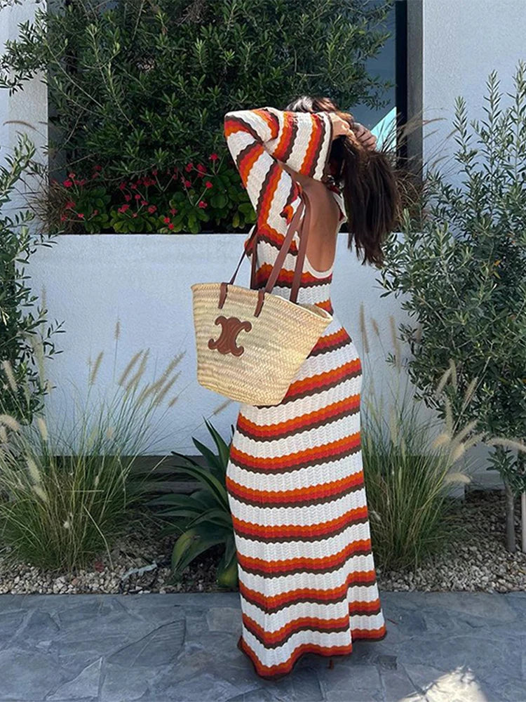 Knitted Backless Maxi Dress