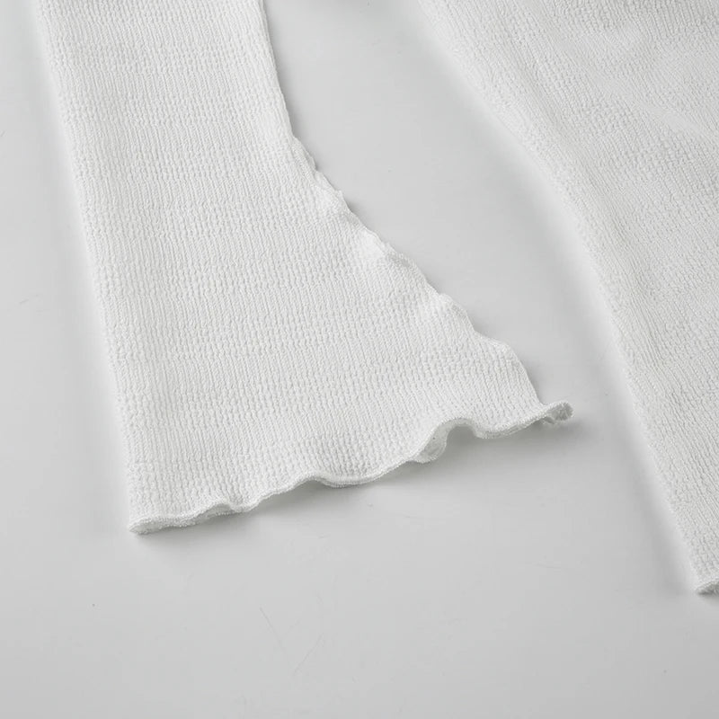 Lace-up 's White Tee Shirts Slash Neck Slits Top Slim Daily