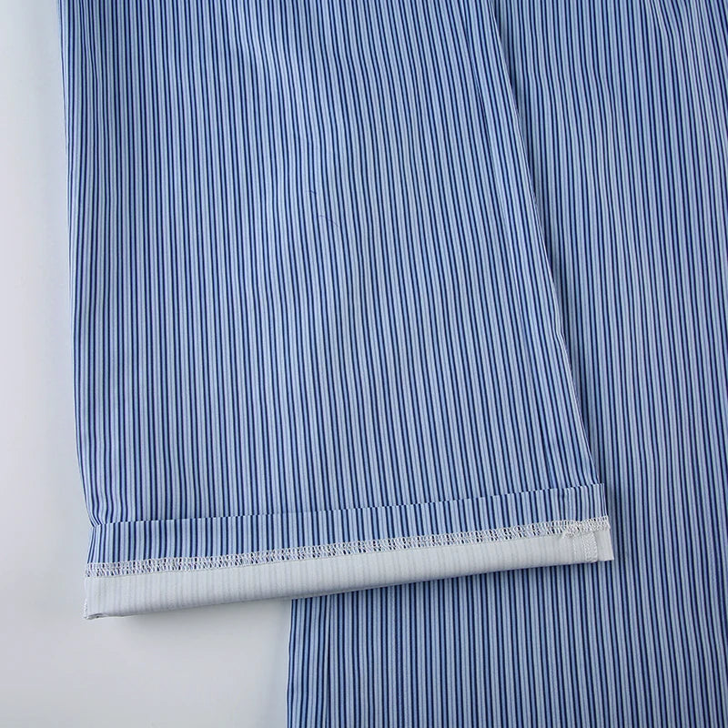 Patchwork Striped Trousers Pants Loose Bottoms