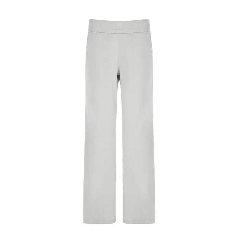 Turn-down Wait Trouer Wide Leg Pant All-match Bottom