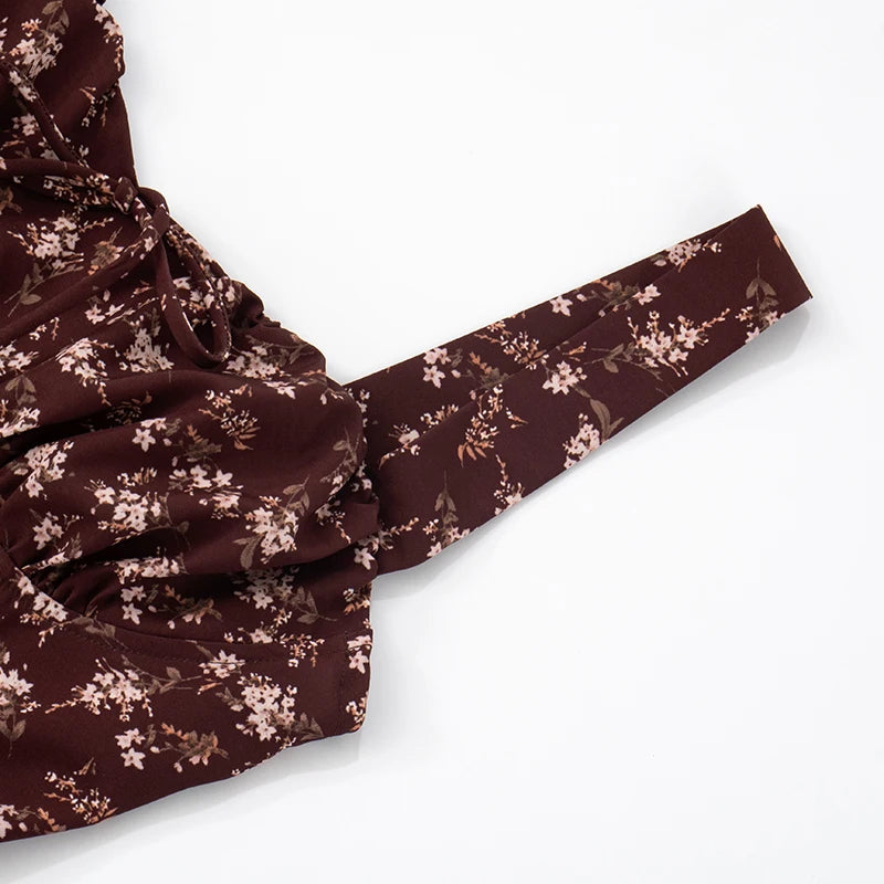 'S Spring Floral Backless Chest Strap Slim Camisole High Open k Dress Rustic