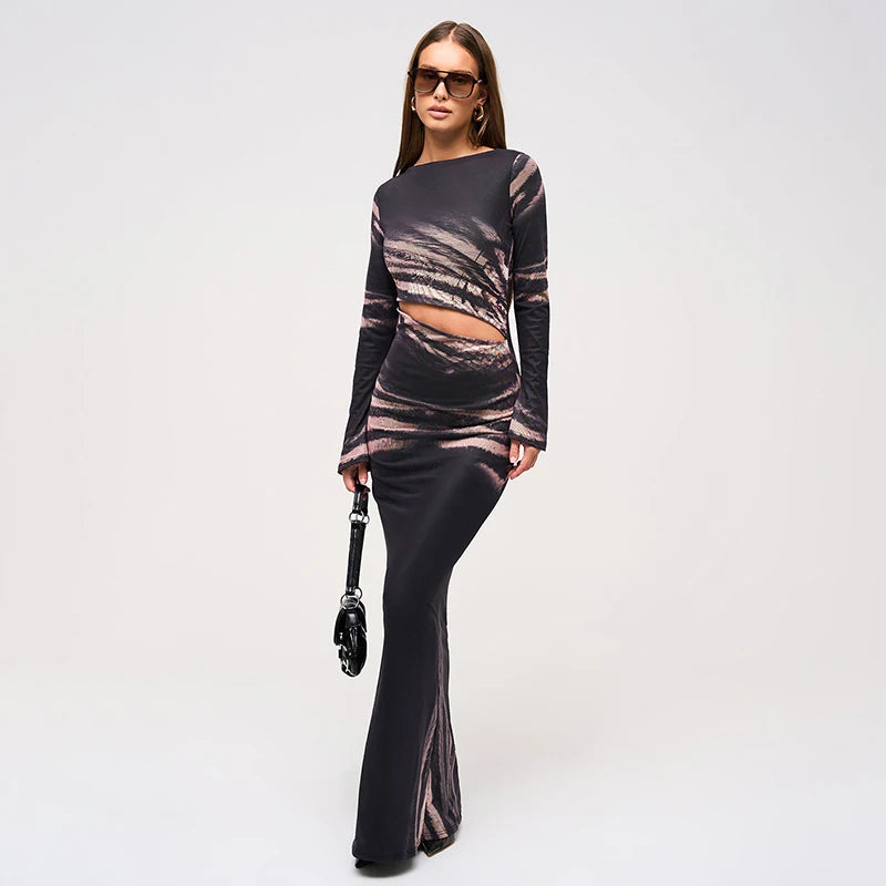 Twill Wait Hollow Out Skeleton Package Hip Skintight -Wait Dress