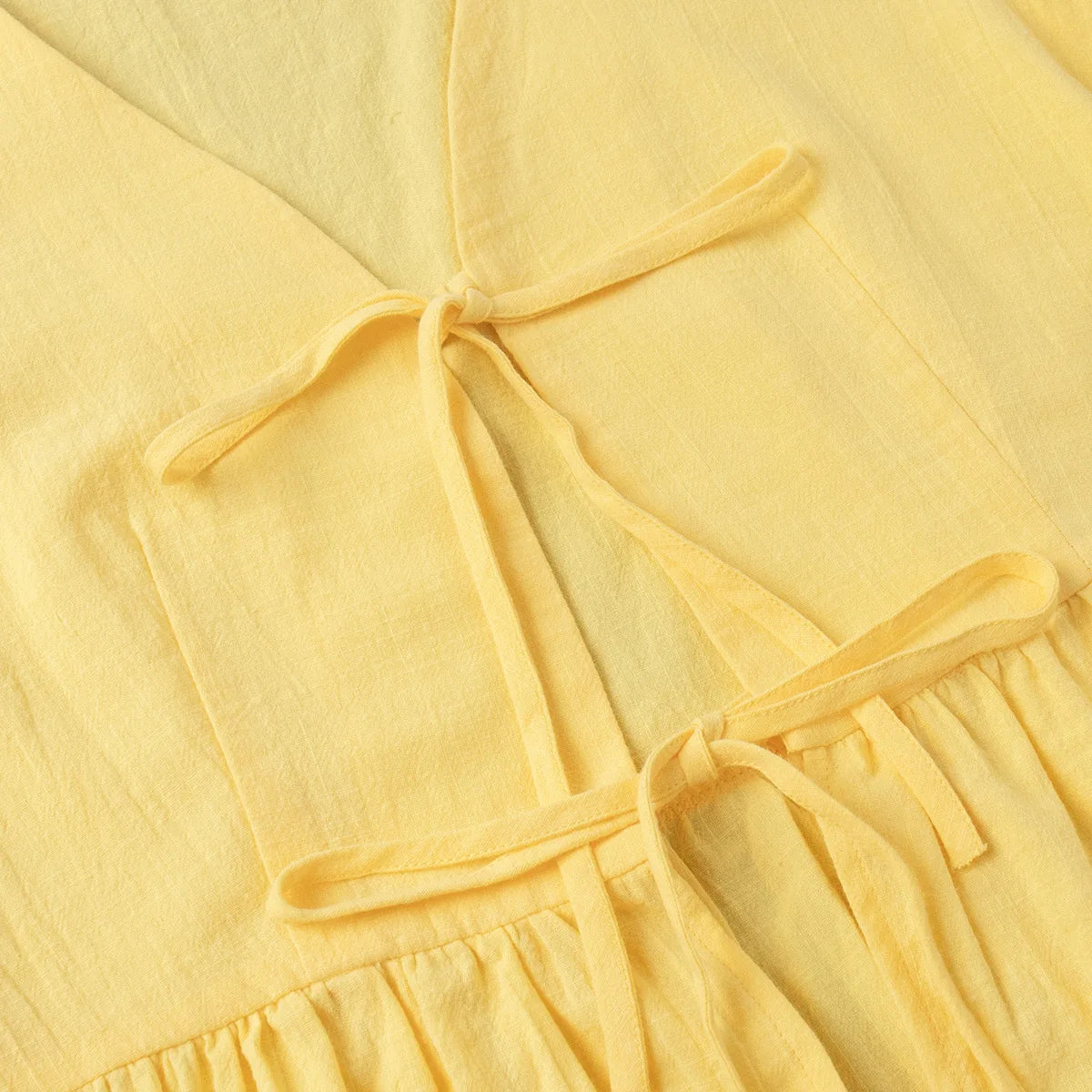 Yellow Cotton Short Sleeve Top and High Waist Midi Skirt Set