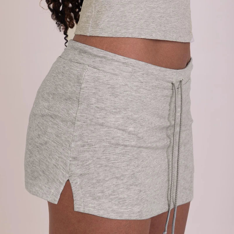 Lace-up Mini Skirts American Retro Short Bottoms A-Line Knit ing