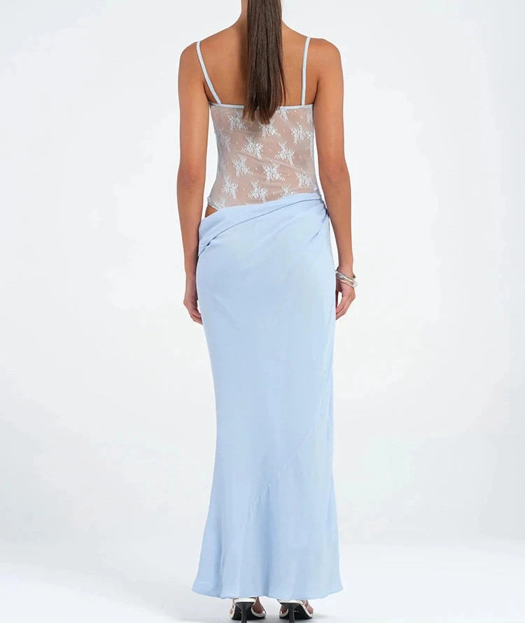 Vogue Hollow Dress Patchwork Mesh Irregular Bodycon