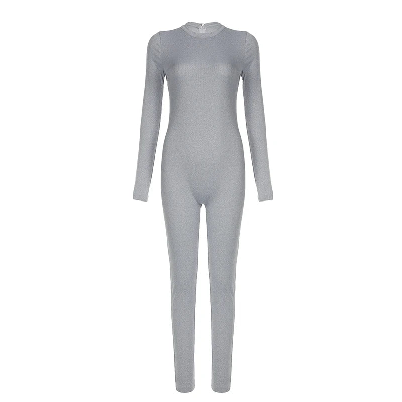 Joggers Jumpsuits Long Sleeves Overalls Zipper Slim Bodycon